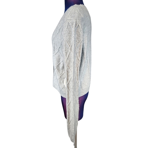 NWT Hazel‎ Moon Heather Gray Argyle Button Front Cardigan Sweater Size Medium R2 - Picture 3 of 9